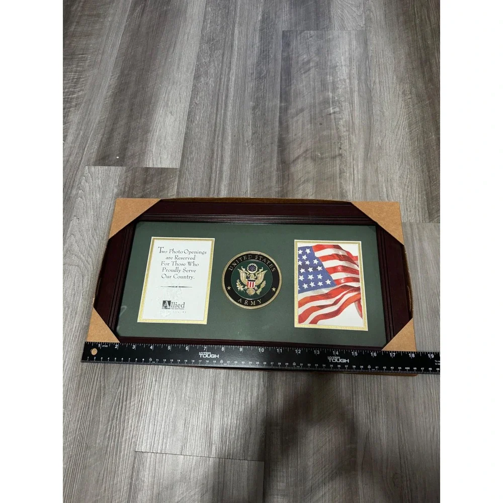 Allied Flag and Frame US Army Mahogany Double Photo Frame 8x16 83-380004 NEW